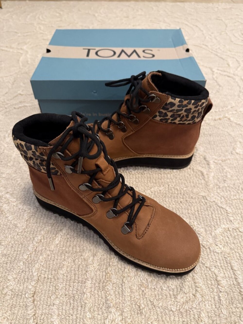 NEW TOMS Mojave Waterproof Ember Oiled Nubuck/Suede Leopard Women's Boots SZ 9